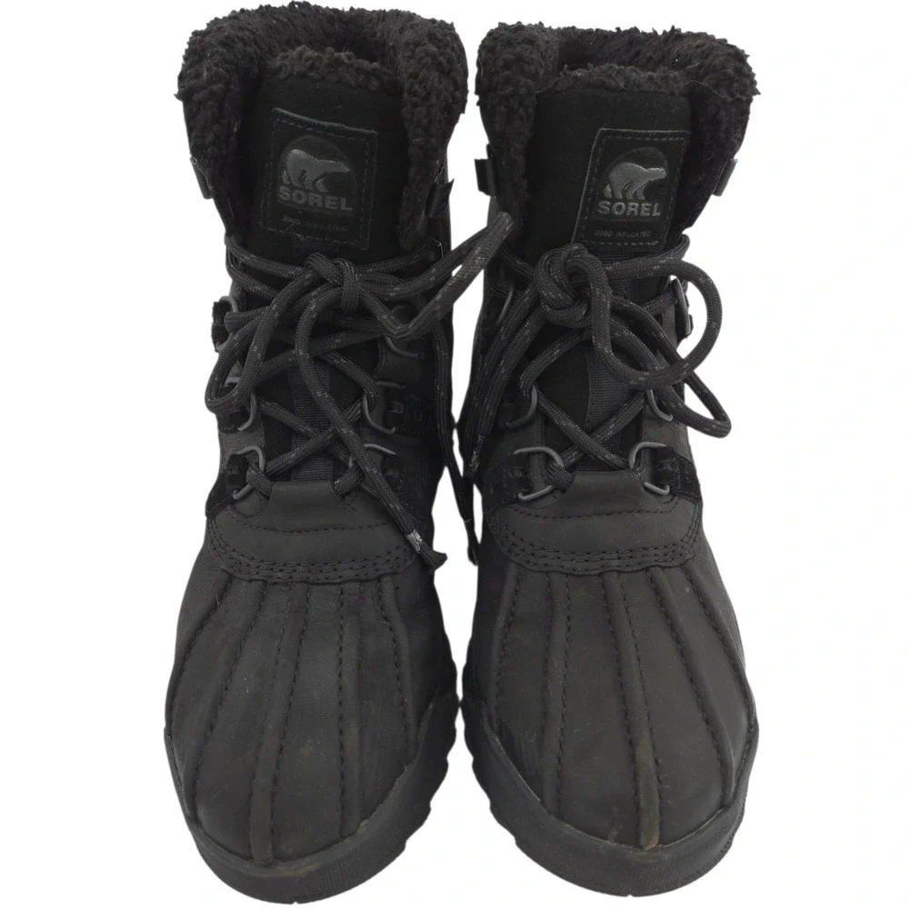 Sorel Scout 87 Lux WP Boots Men 9 Black Waterproof Insulated Winter Duck Leather